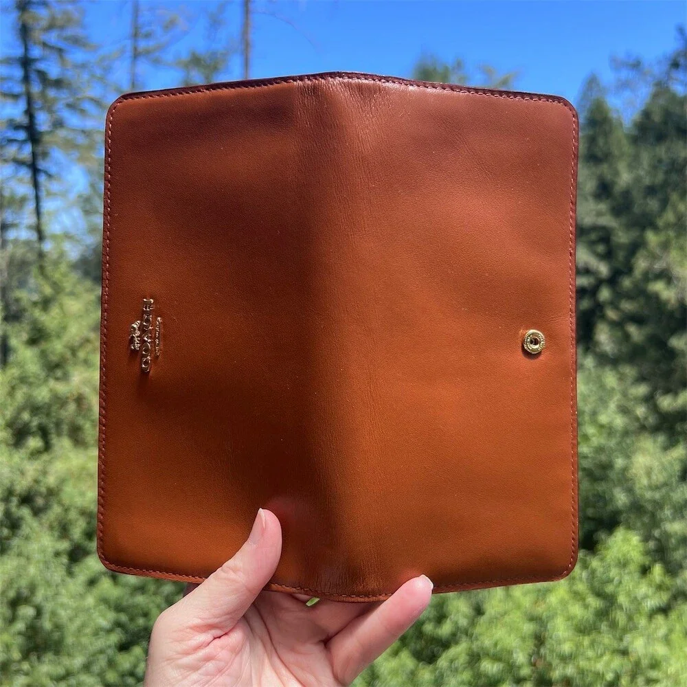COACH Brown Smooth Leather Bifold Wallet with Gold Hardware AUTHENTIC